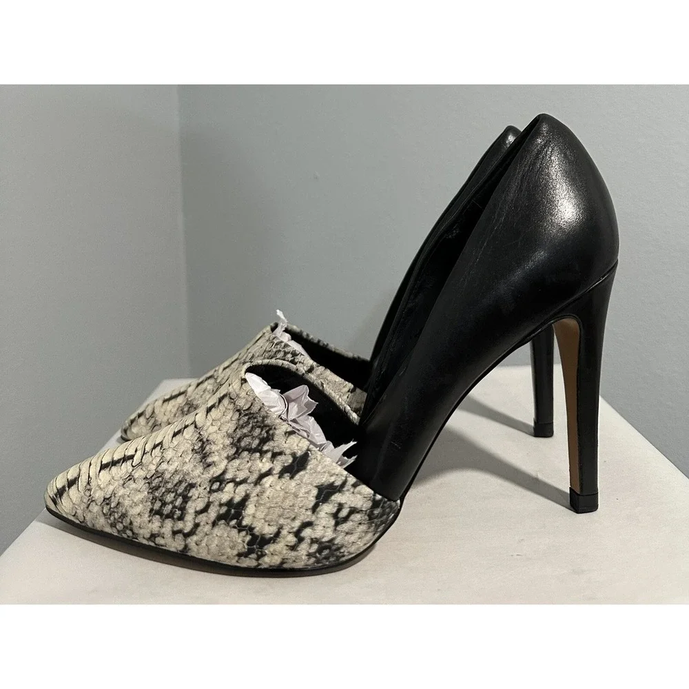 ALDO Black Stilettos Snake Print Toe Size 8 Two Tone Great Condition